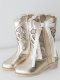 Sweetheart Bow Cowgirl Boots- Gold