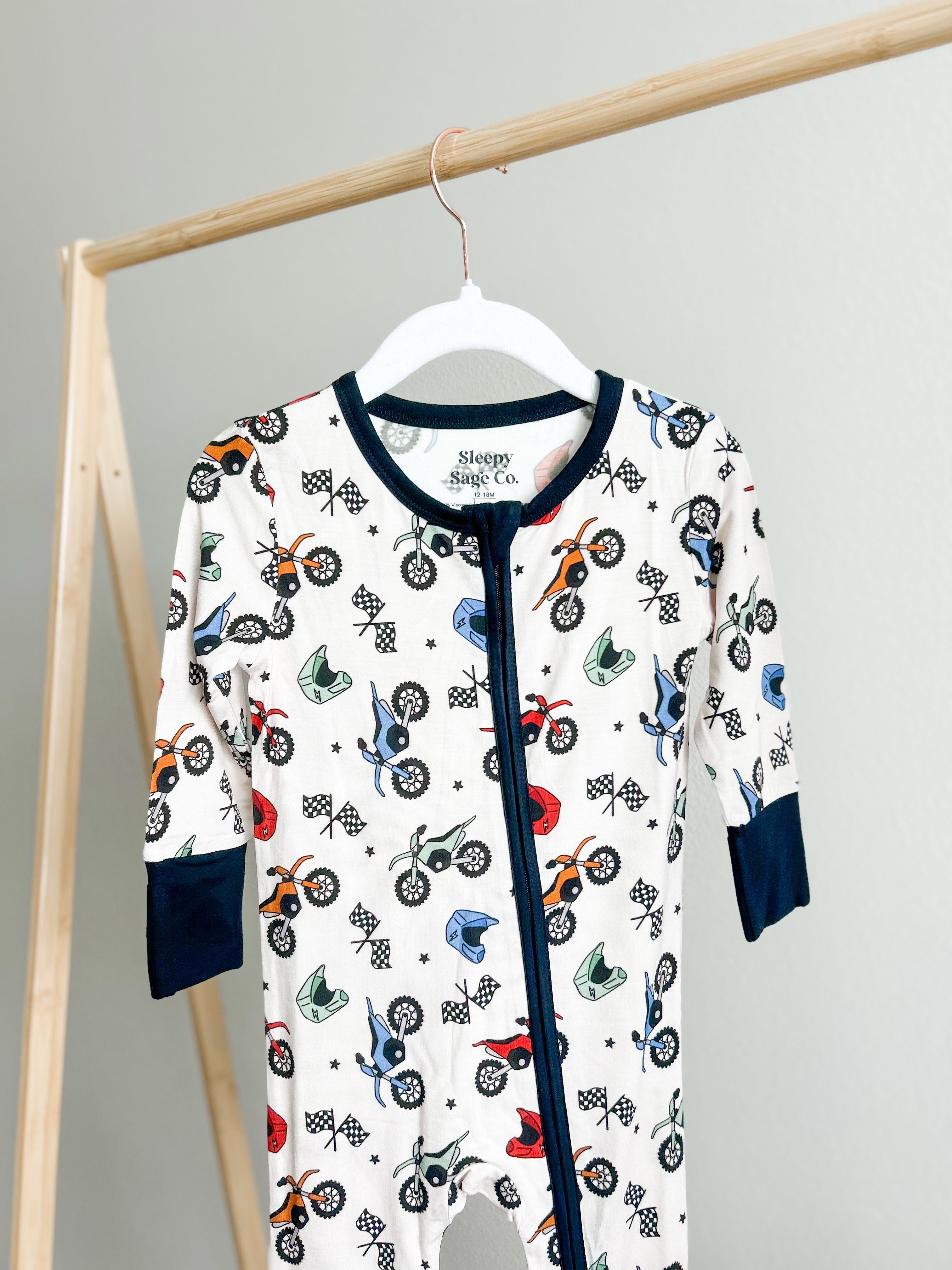 Dirt Bikes Romper Bamboo Pajama Set