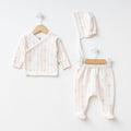 Baby Girl Bow Print 3-Piece Set | Wrap Top, Pants & Matching Hat