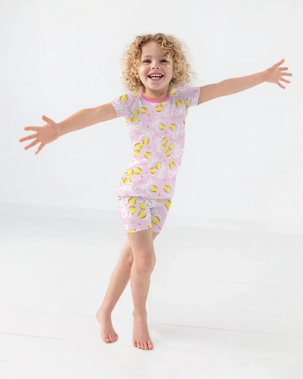 Softball Cherry Bamboo Two Piece Short Sleeve Shorts Pajama Set