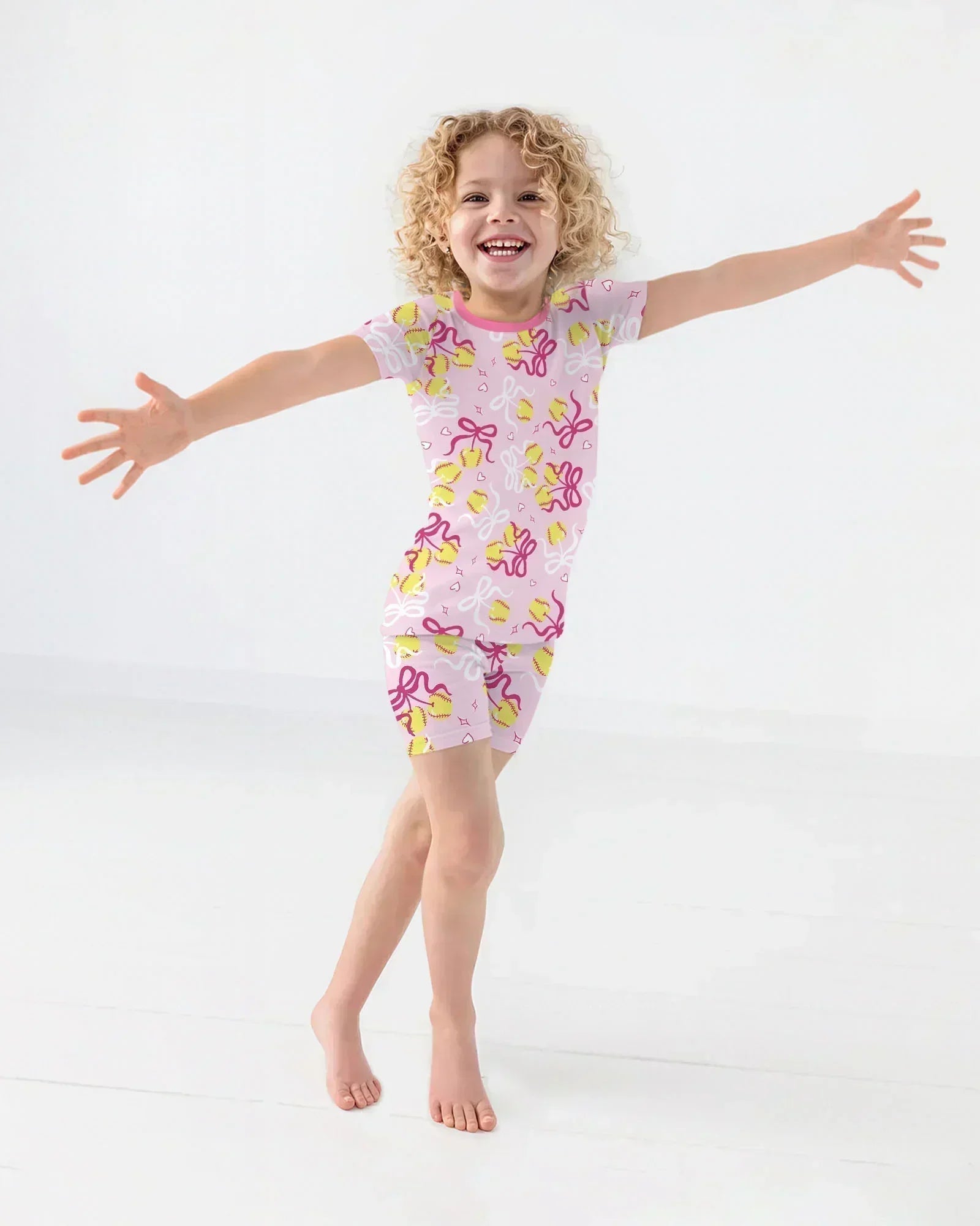 Softball Cherry Bamboo Two Piece Short Sleeve Shorts Pajama Set
