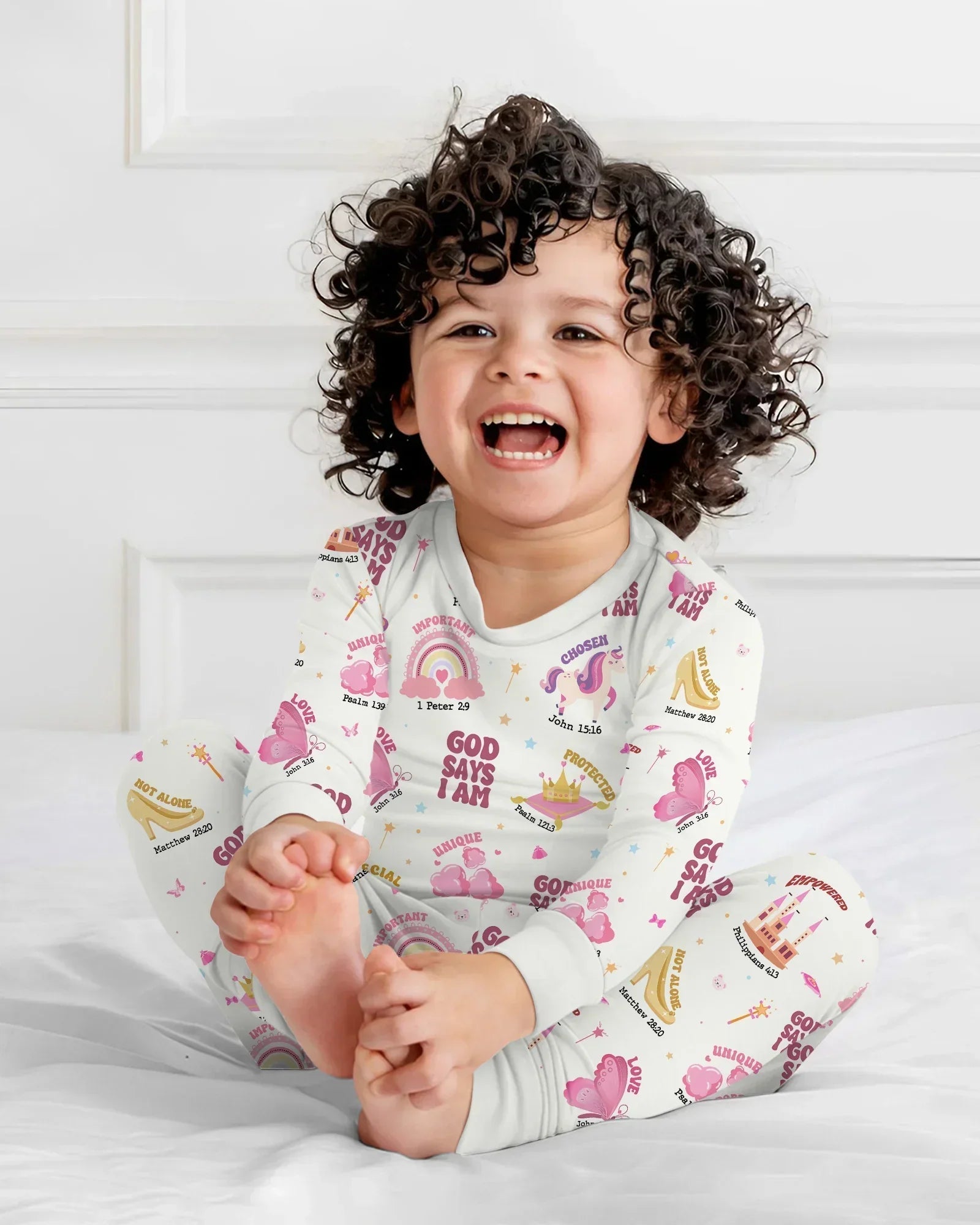 God Says I Am Girl Bamboo Two Piece Long Sleeve Pajama Set