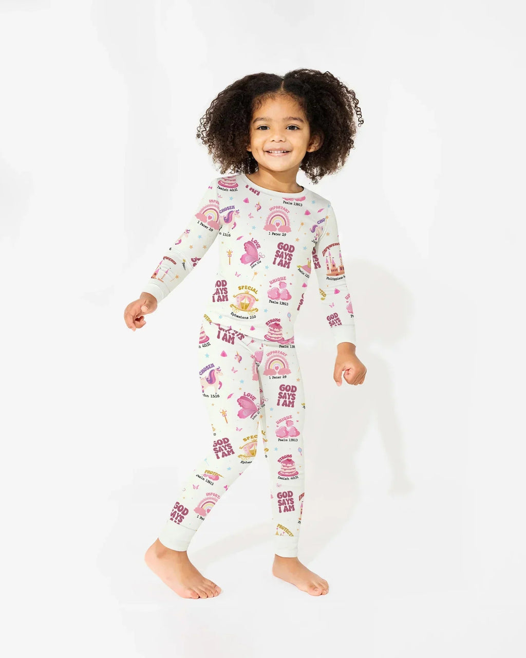 God Says I Am Girl Bamboo Two Piece Long Sleeve Pajama Set