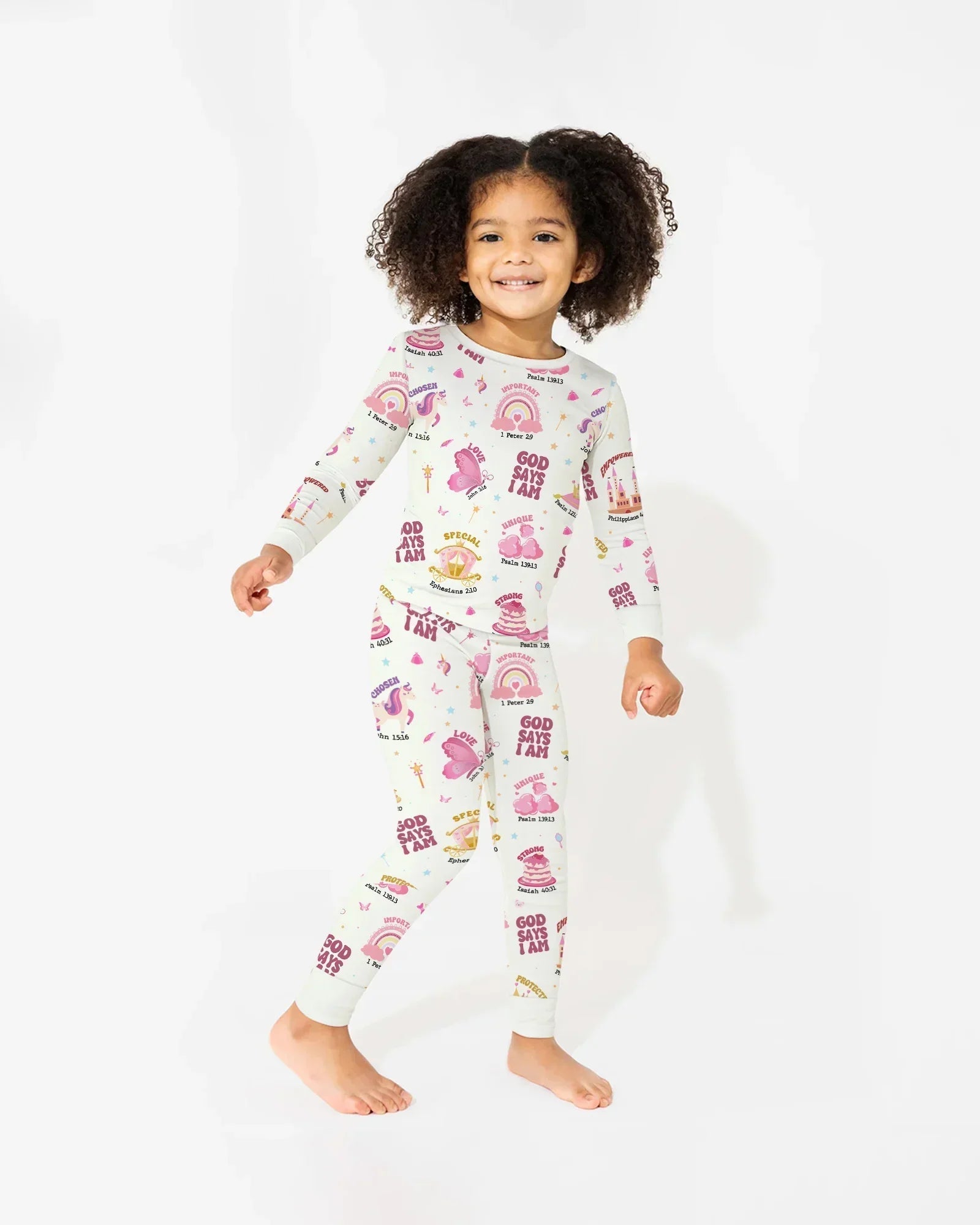 God Says I Am Girl Bamboo Two Piece Long Sleeve Pajama Set