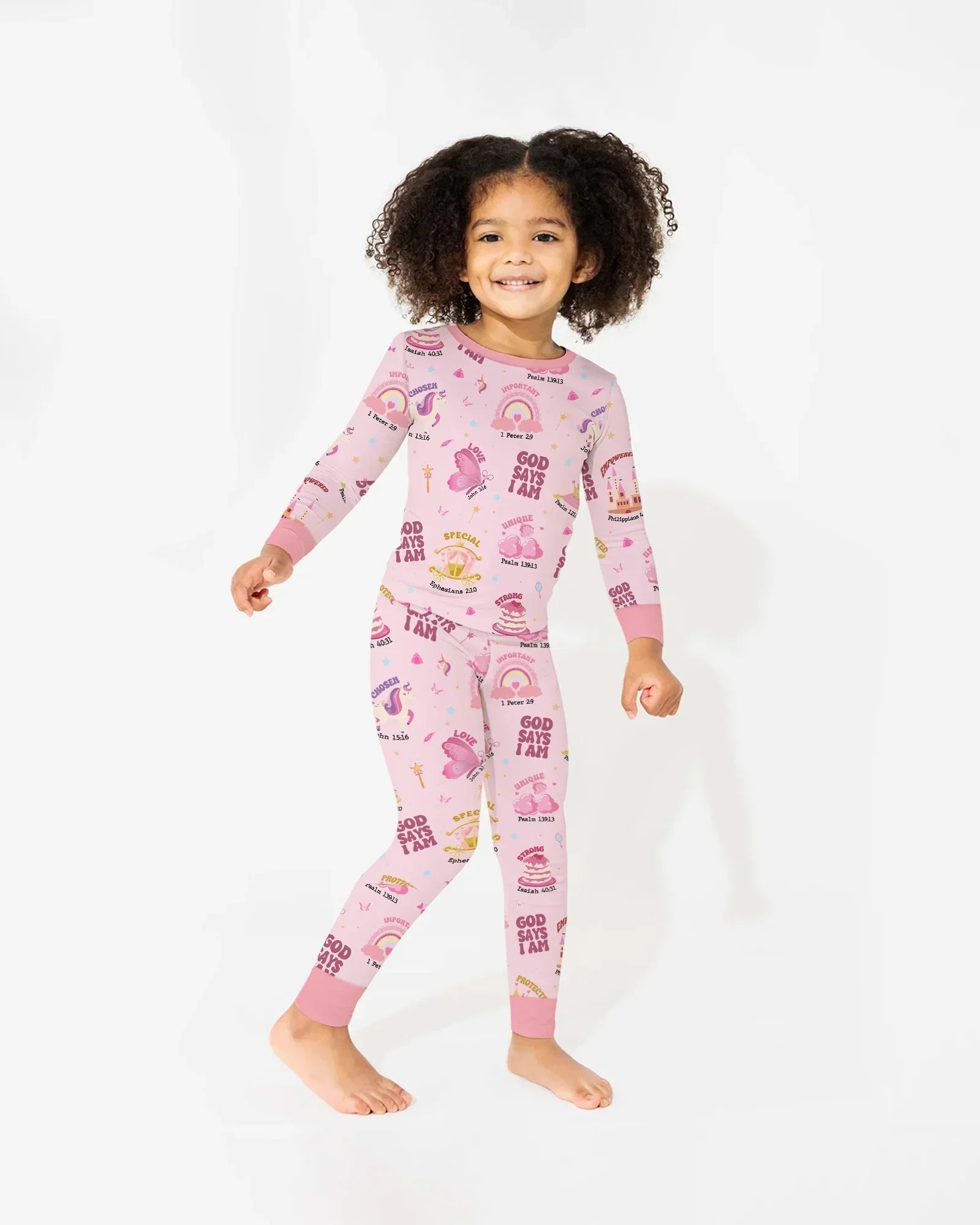 God Says I Am Girl Bamboo Two Piece Long Sleeve Pajama Set