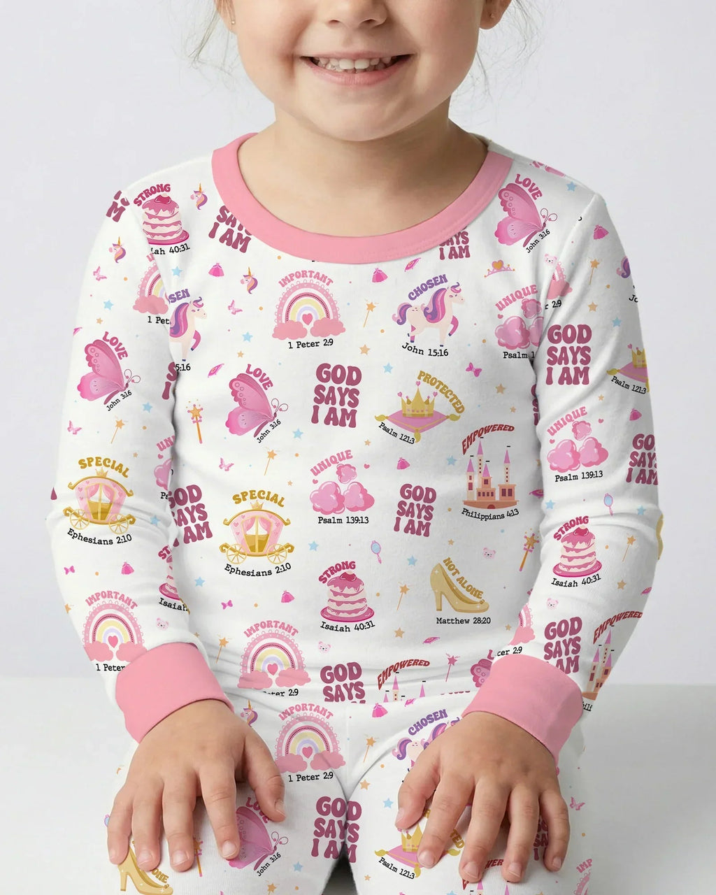 God Says I Am Girl Bamboo Two Piece Long Sleeve Pajama Set