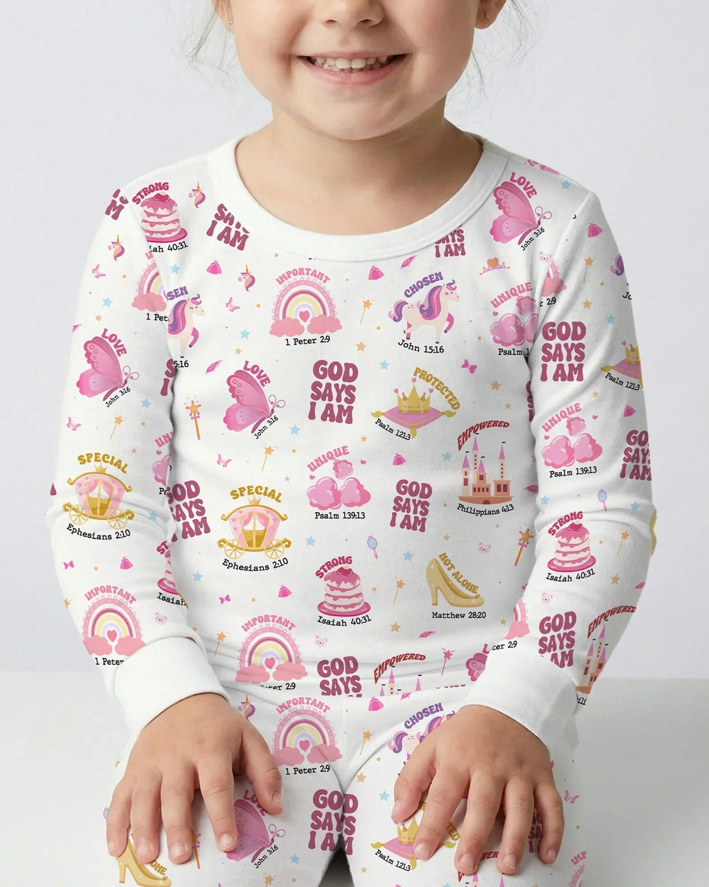 God Says I Am Girl Bamboo Two Piece Long Sleeve Pajama Set