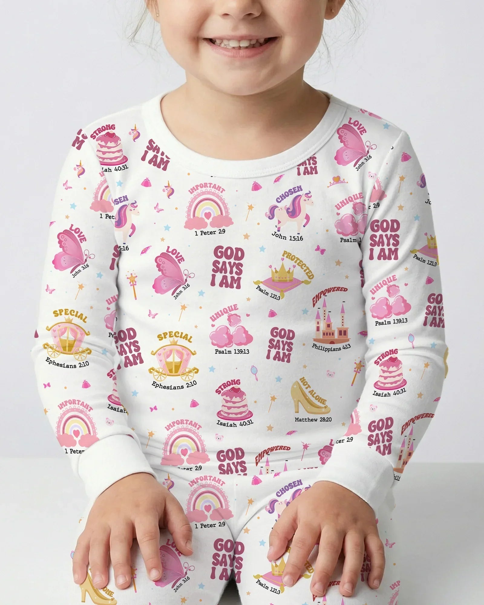 God Says I Am Girl Bamboo Two Piece Long Sleeve Pajama Set