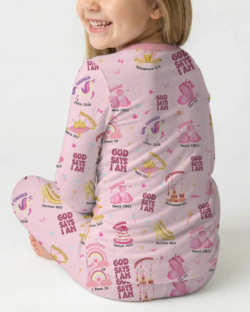 God Says I Am Girl Bamboo Two Piece Long Sleeve Pajama Set