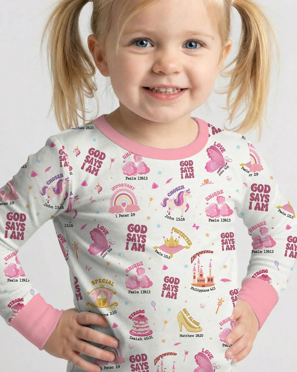 God Says I Am Girl Bamboo Two Piece Long Sleeve Pajama Set