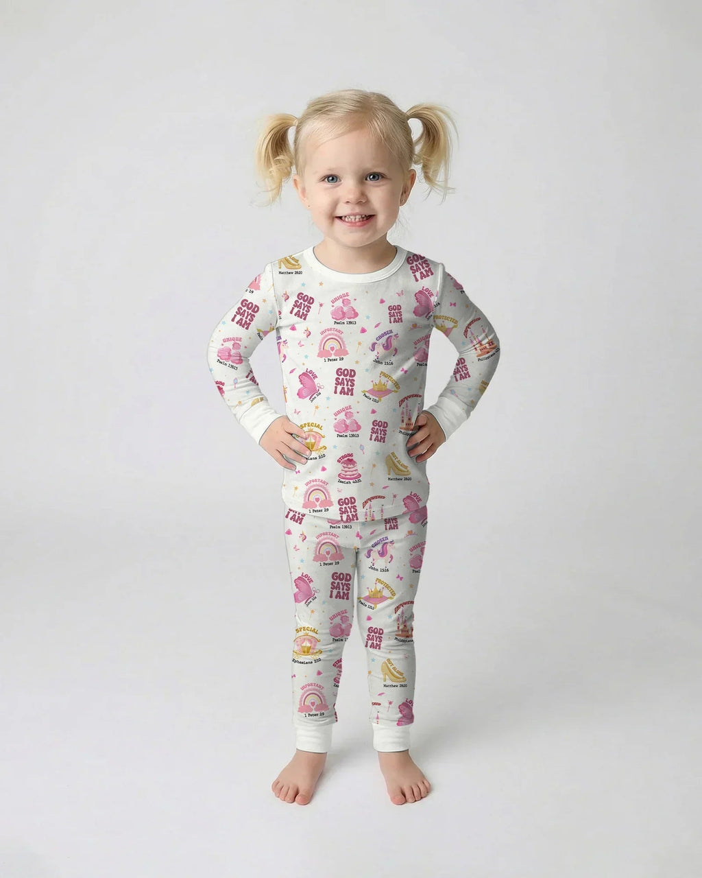 God Says I Am Girl Bamboo Two Piece Long Sleeve Pajama Set