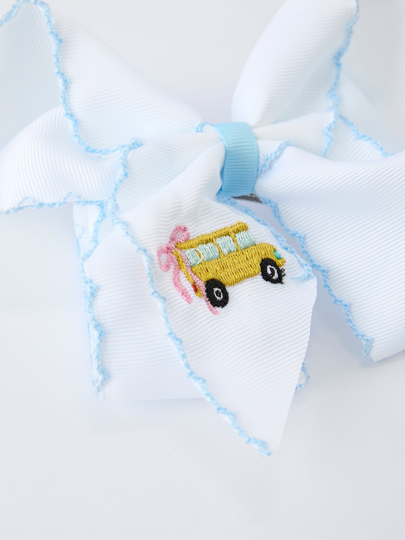 Back-to-school Truck Applique Girls Hairbow 4 Inches/6.25 inches