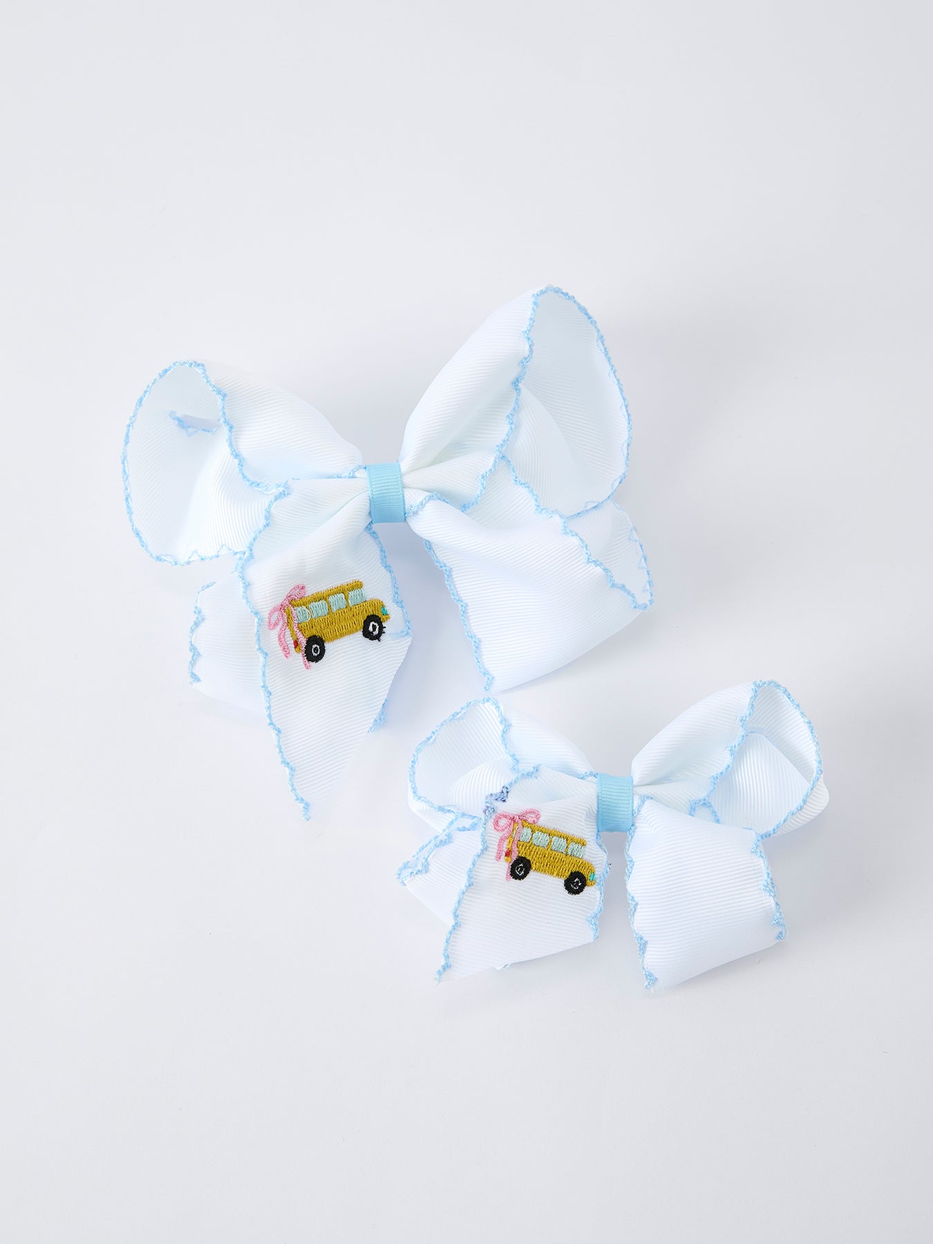 Back-to-school Truck Applique Girls Hairbow 4 Inches/6.25 inches