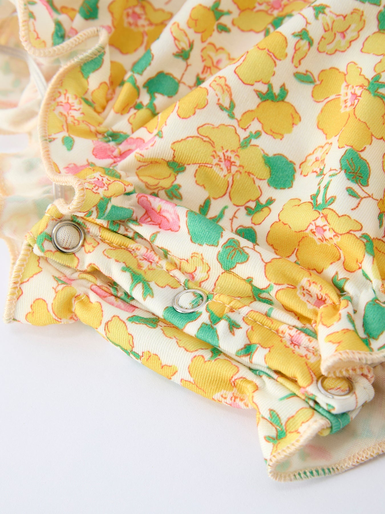 Easter Yellow Chick Embroidery Floral Baby Girl Romper Petal Collar