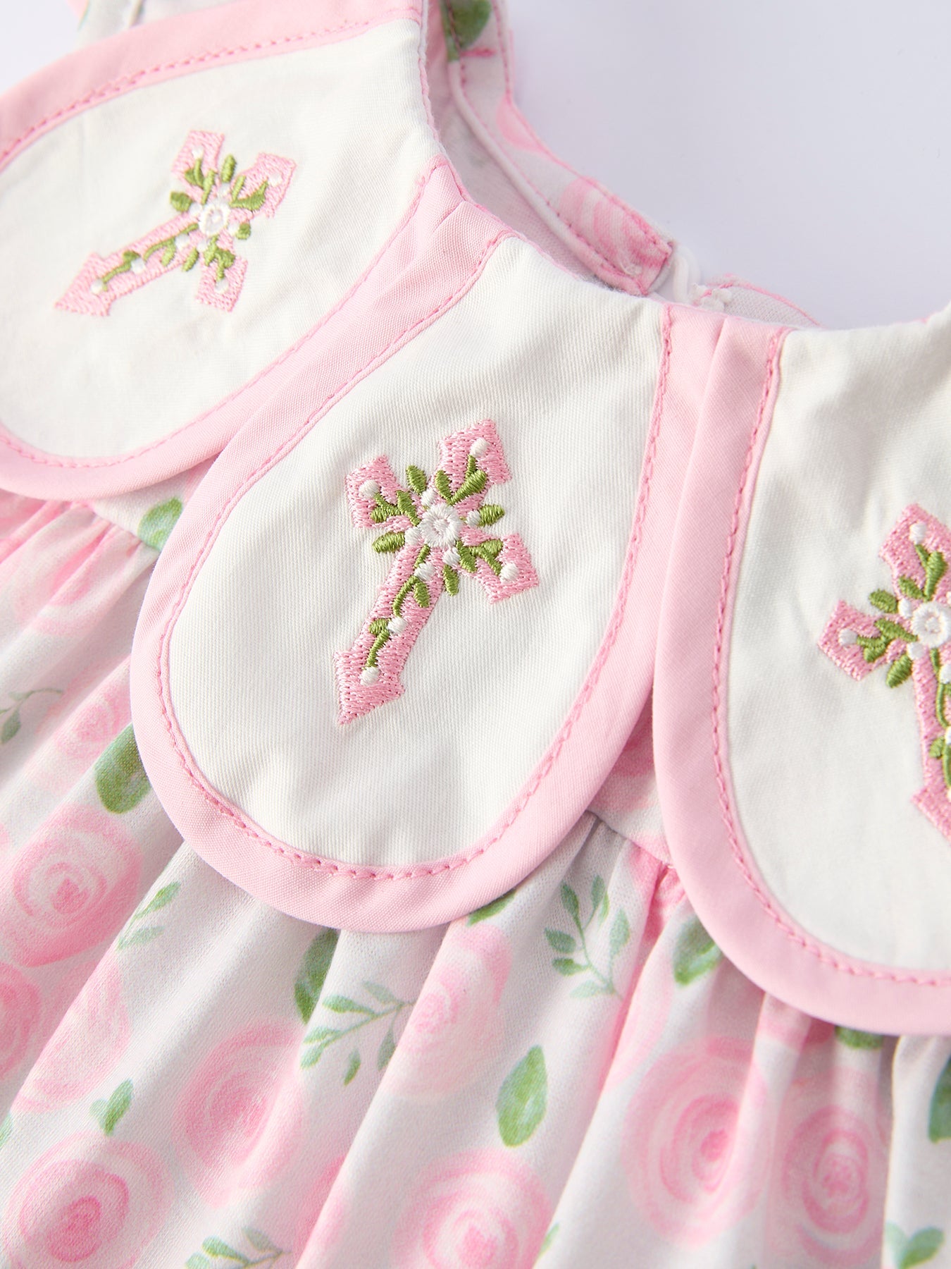 Petal Peter Pan Collar Christ Bishop Christening Baby Girls Bloomer Set