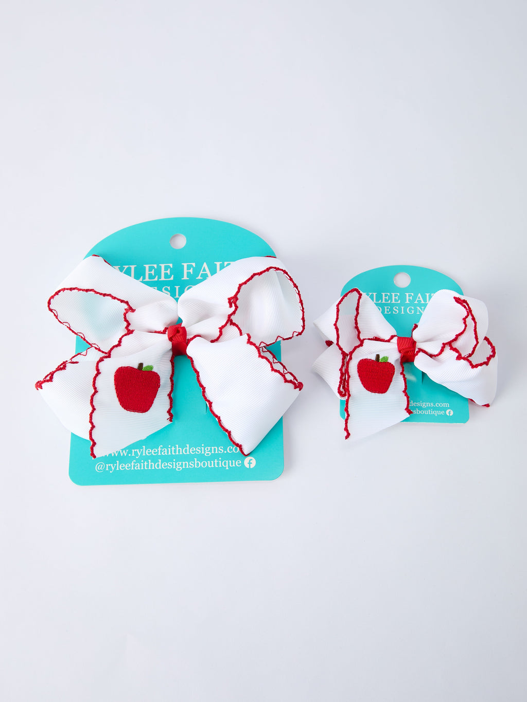 Back-to-school Apple Applique Girls Hairbow 4 Inches/6.25 inches