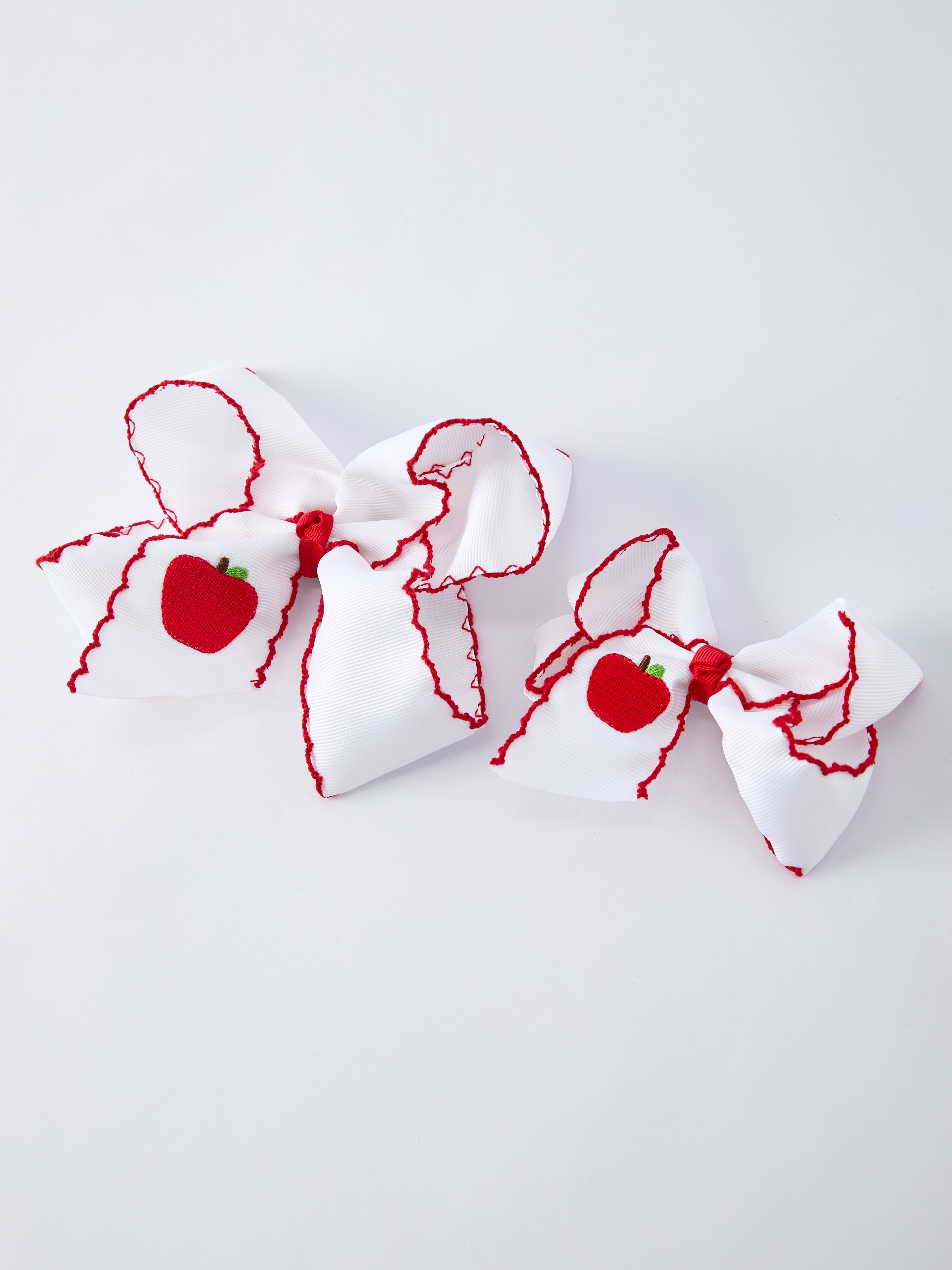 Back-to-school Apple Applique Girls Hairbow 4 Inches/6.25 inches