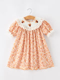 Thanksgiving Turkey Floral Lace Ruffle Girls Dress