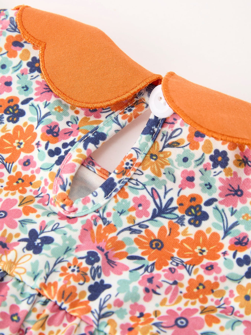 Fall Floral Smocked Petals Collar Girls Bubble Romper