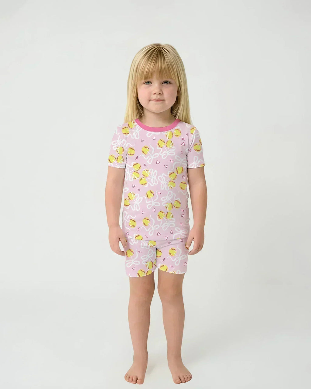 Softball Cherry Bamboo Two Piece Short Sleeve Shorts Pajama Set