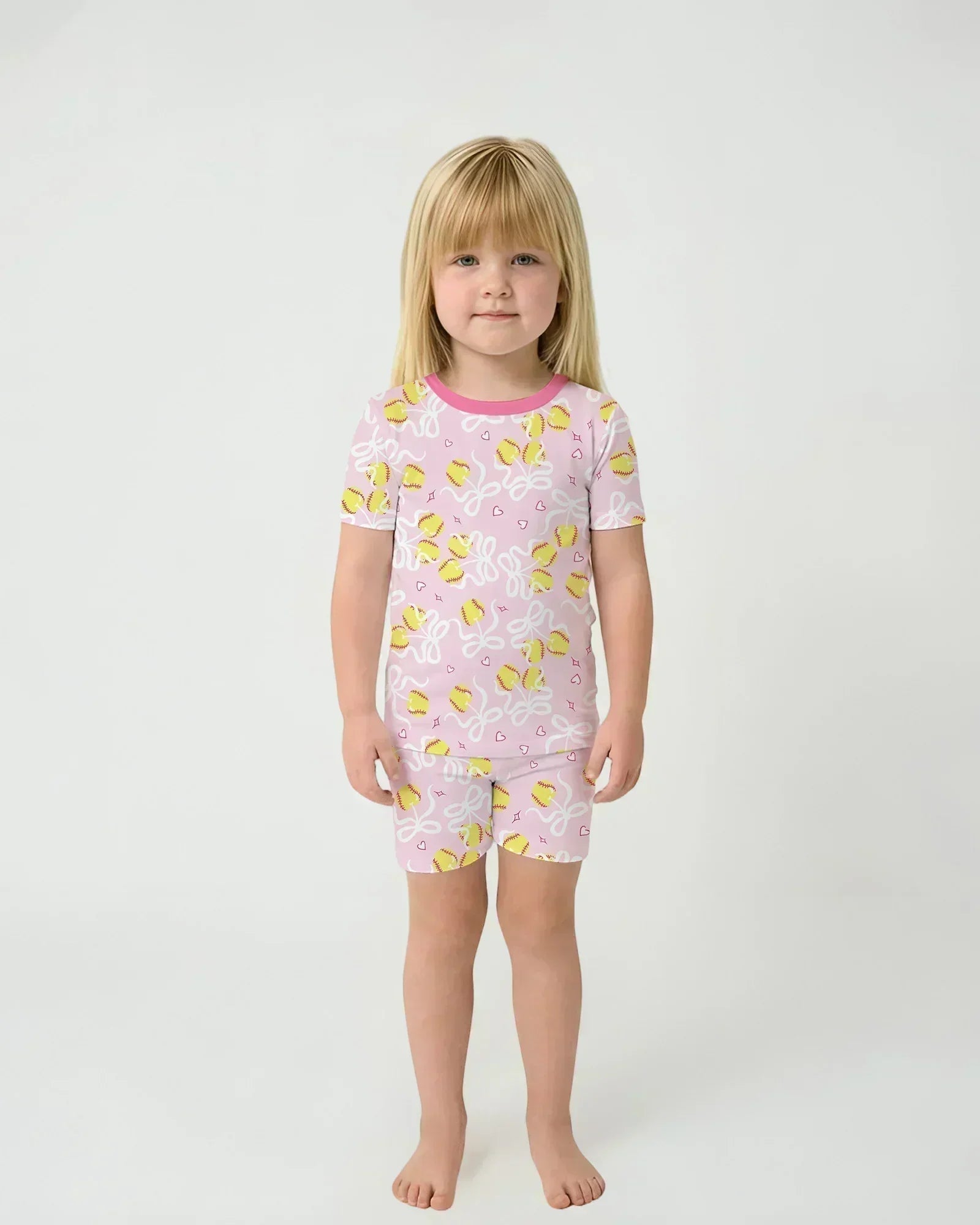 Softball Cherry Bamboo Two Piece Short Sleeve Shorts Pajama Set