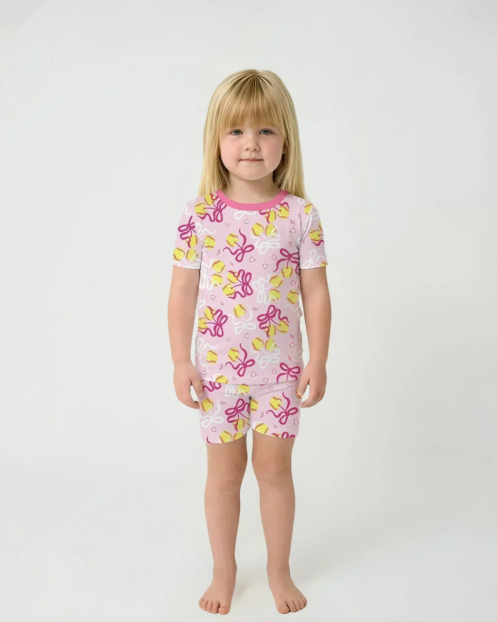 Softball Cherry Bamboo Two Piece Short Sleeve Shorts Pajama Set