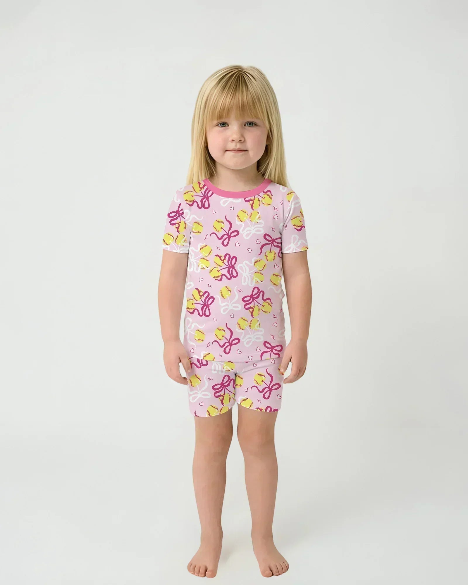 Softball Cherry Bamboo Two Piece Short Sleeve Shorts Pajama Set