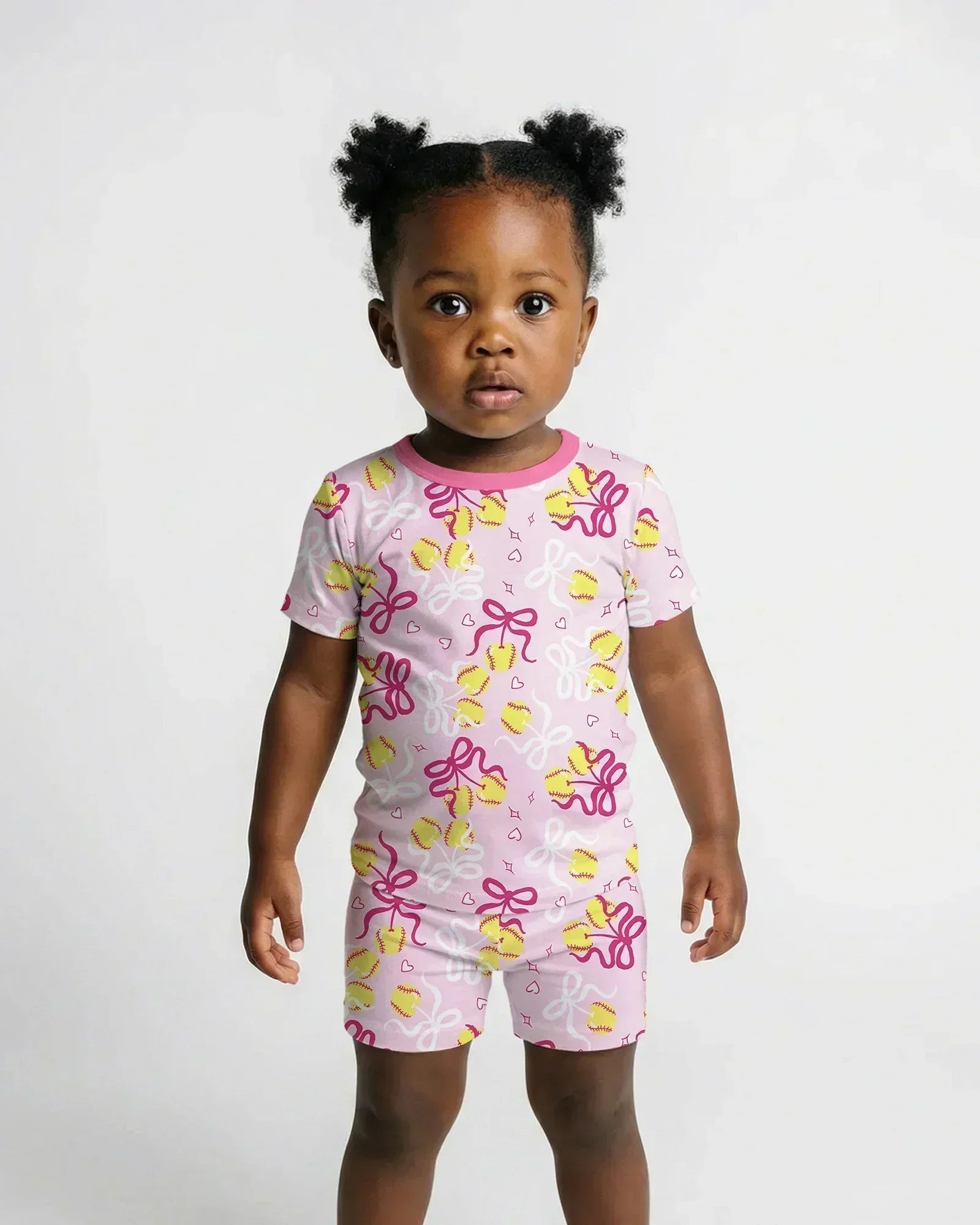 Softball Cherry Bamboo Two Piece Short Sleeve Shorts Pajama Set