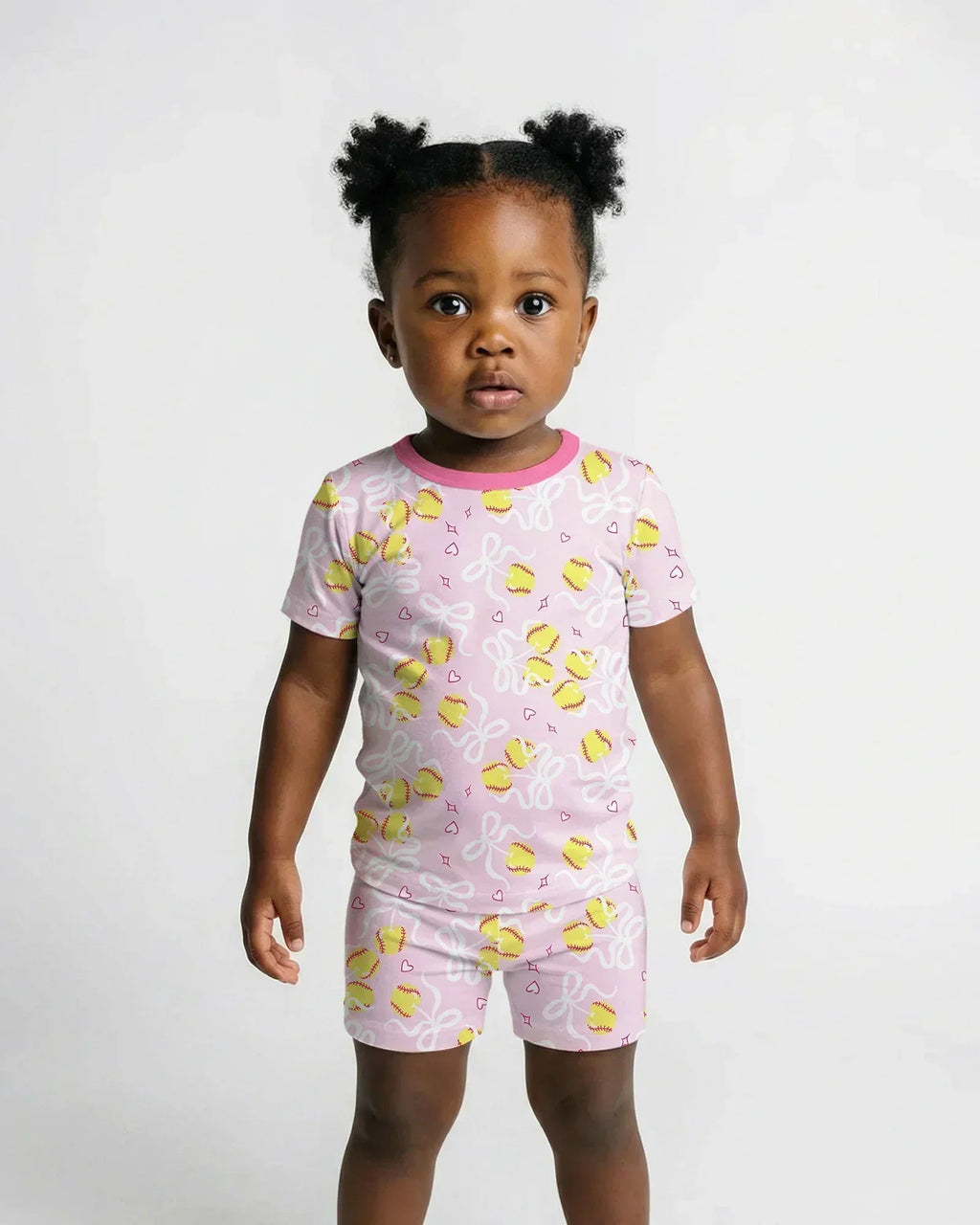 Softball Cherry Bamboo Two Piece Short Sleeve Shorts Pajama Set