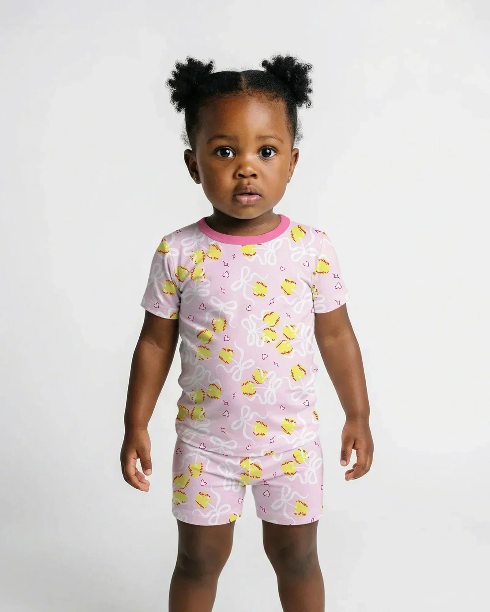 Softball Cherry Bamboo Two Piece Short Sleeve Shorts Pajama Set