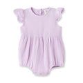 Lavendar Gauze Baby Bodysuit w/Eyelet Flutter Sleeves