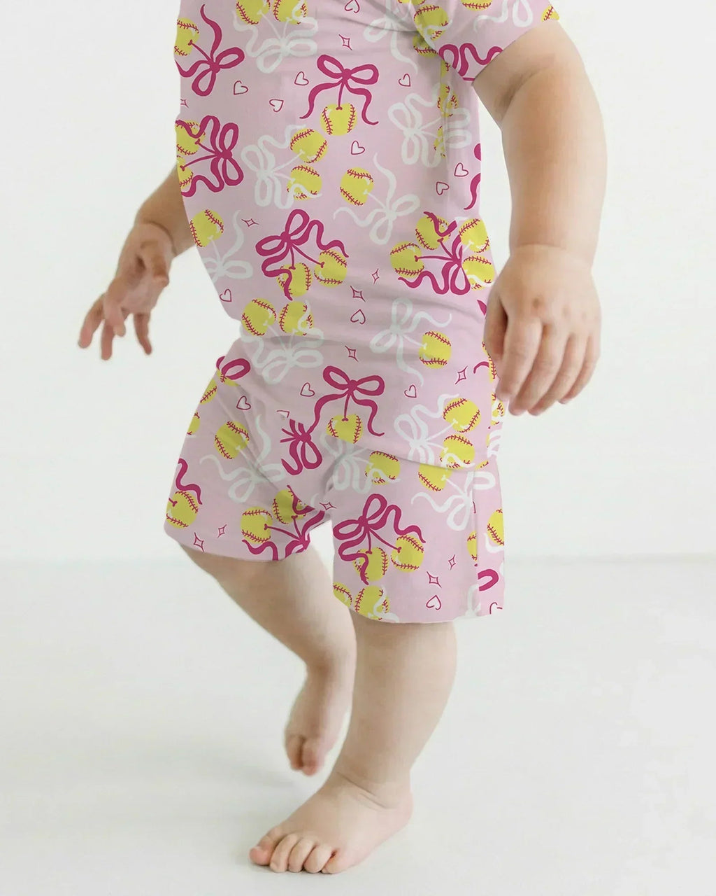 Softball Cherry Bamboo Two Piece Short Sleeve Shorts Pajama Set