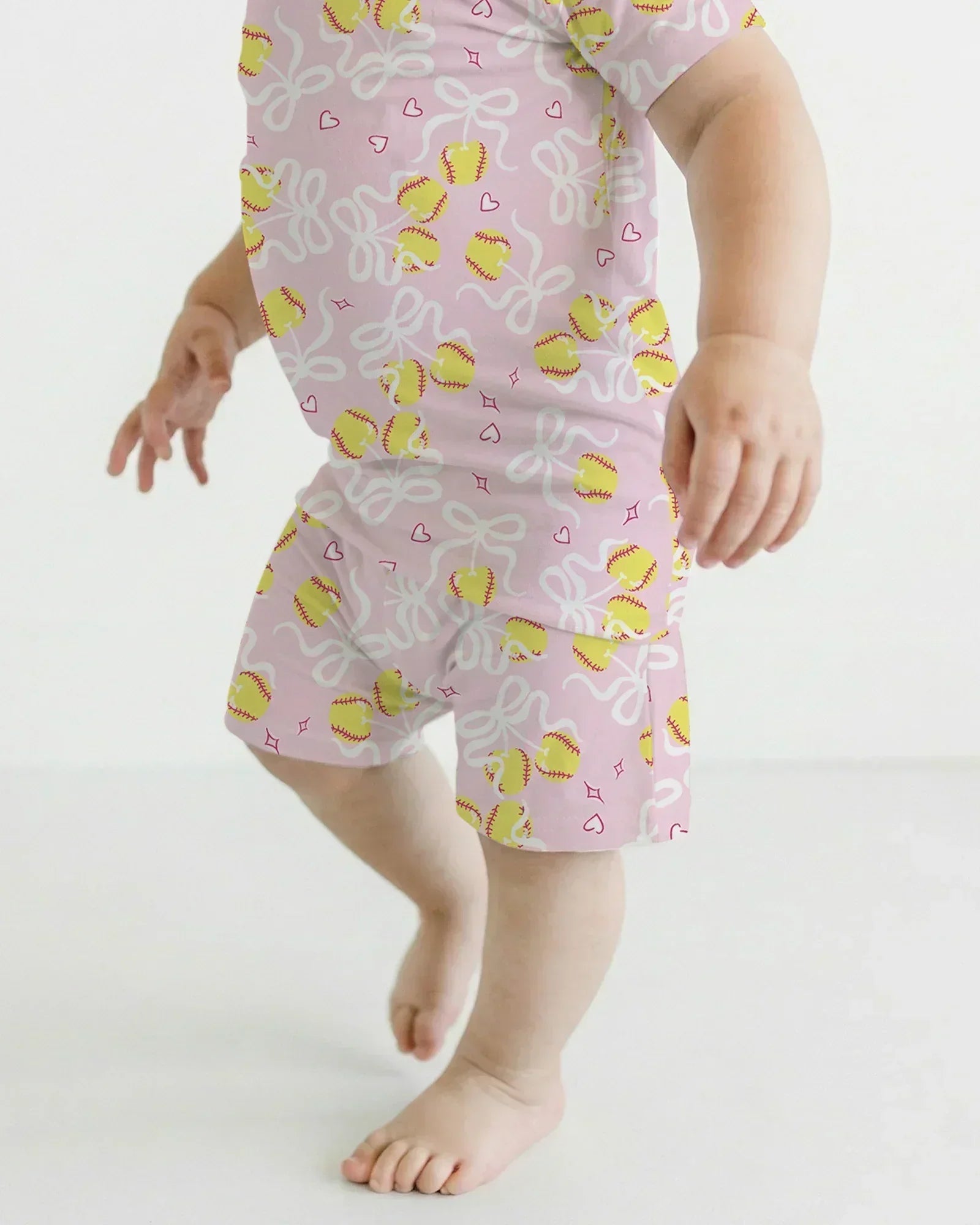 Softball Cherry Bamboo Two Piece Short Sleeve Shorts Pajama Set