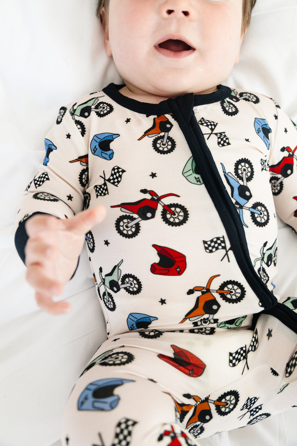 Dirt Bikes Romper Bamboo Pajama Set