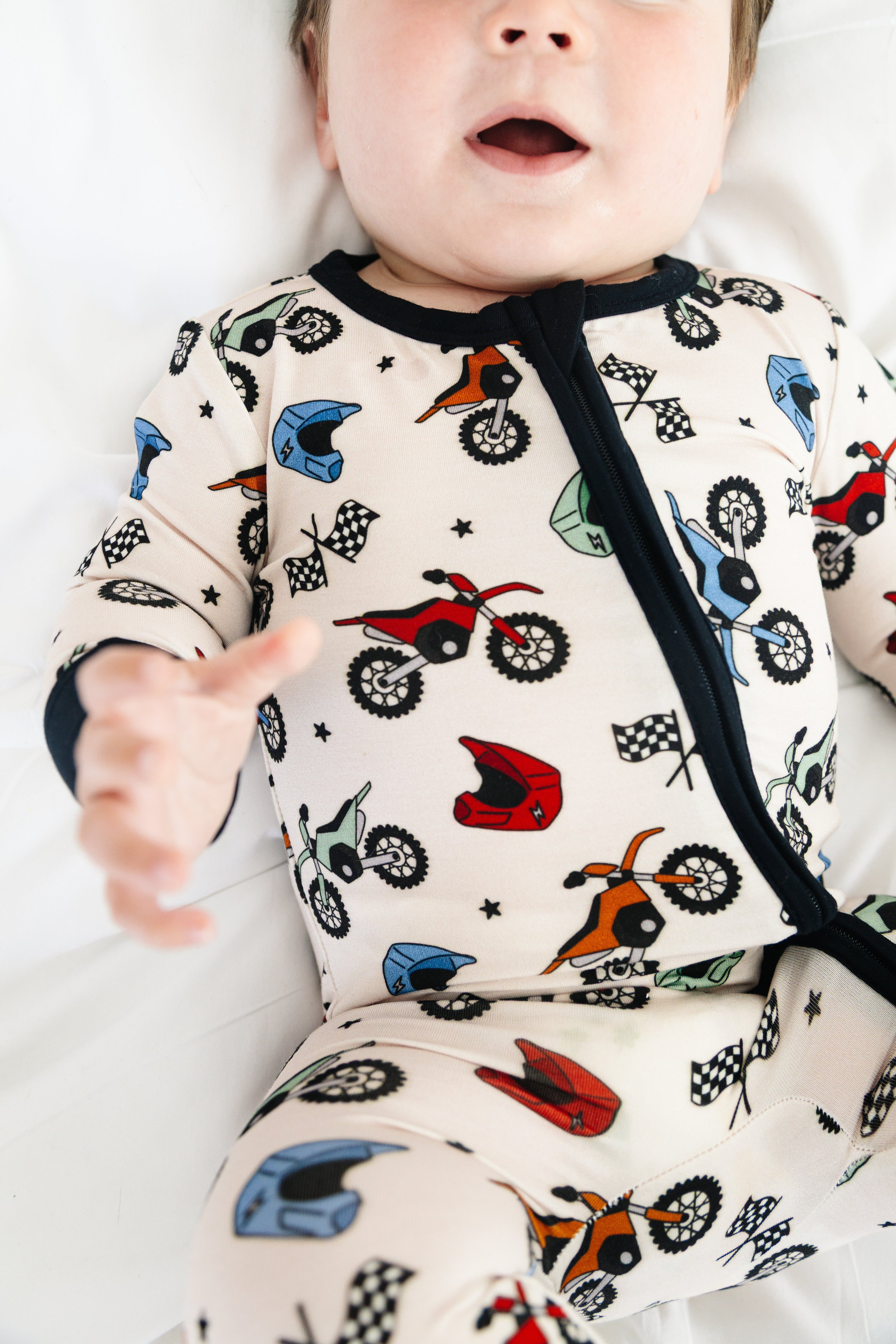 Dirt Bikes Romper Bamboo Pajama Set