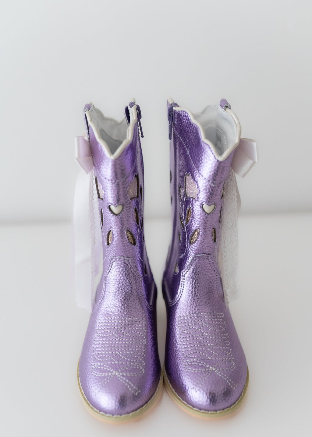Sweetheart Bow Cowgirl Boots- Purple