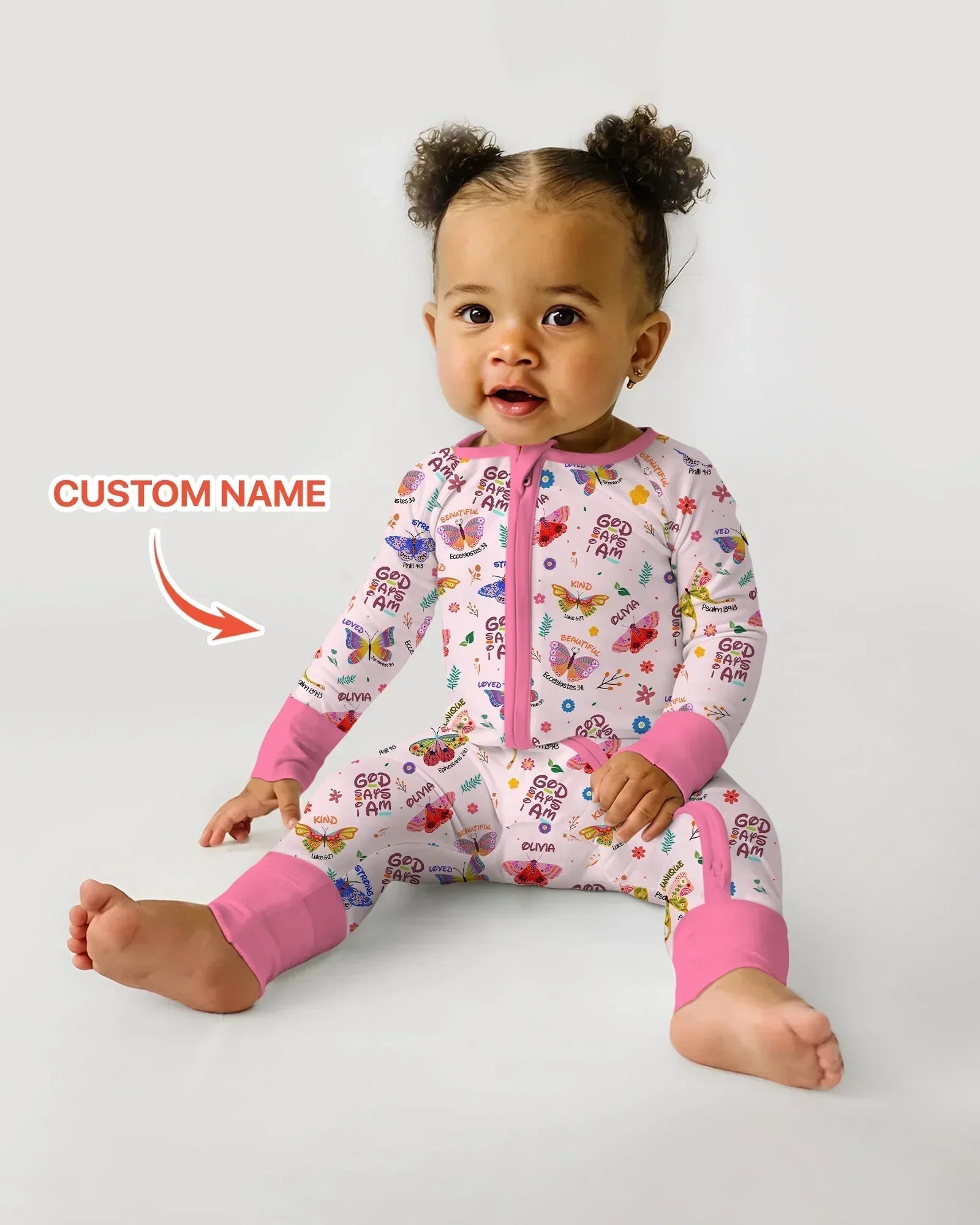 Custom Name God says I am Butterfly Bamboo Convertible Zippy