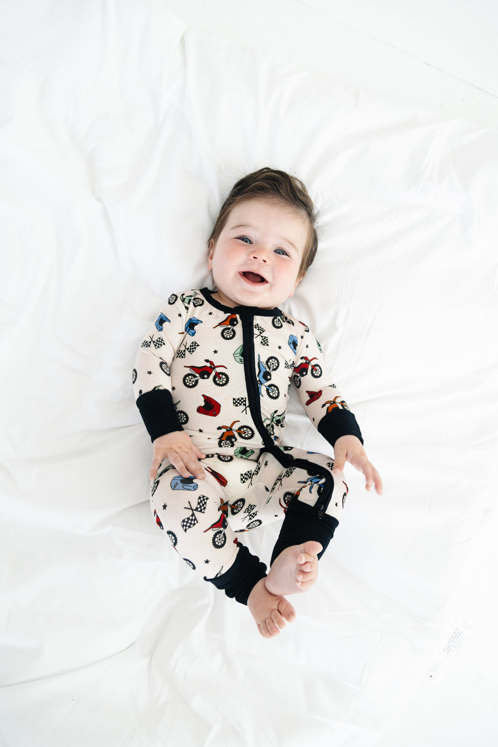 Dirt Bikes Romper Bamboo Pajama Set