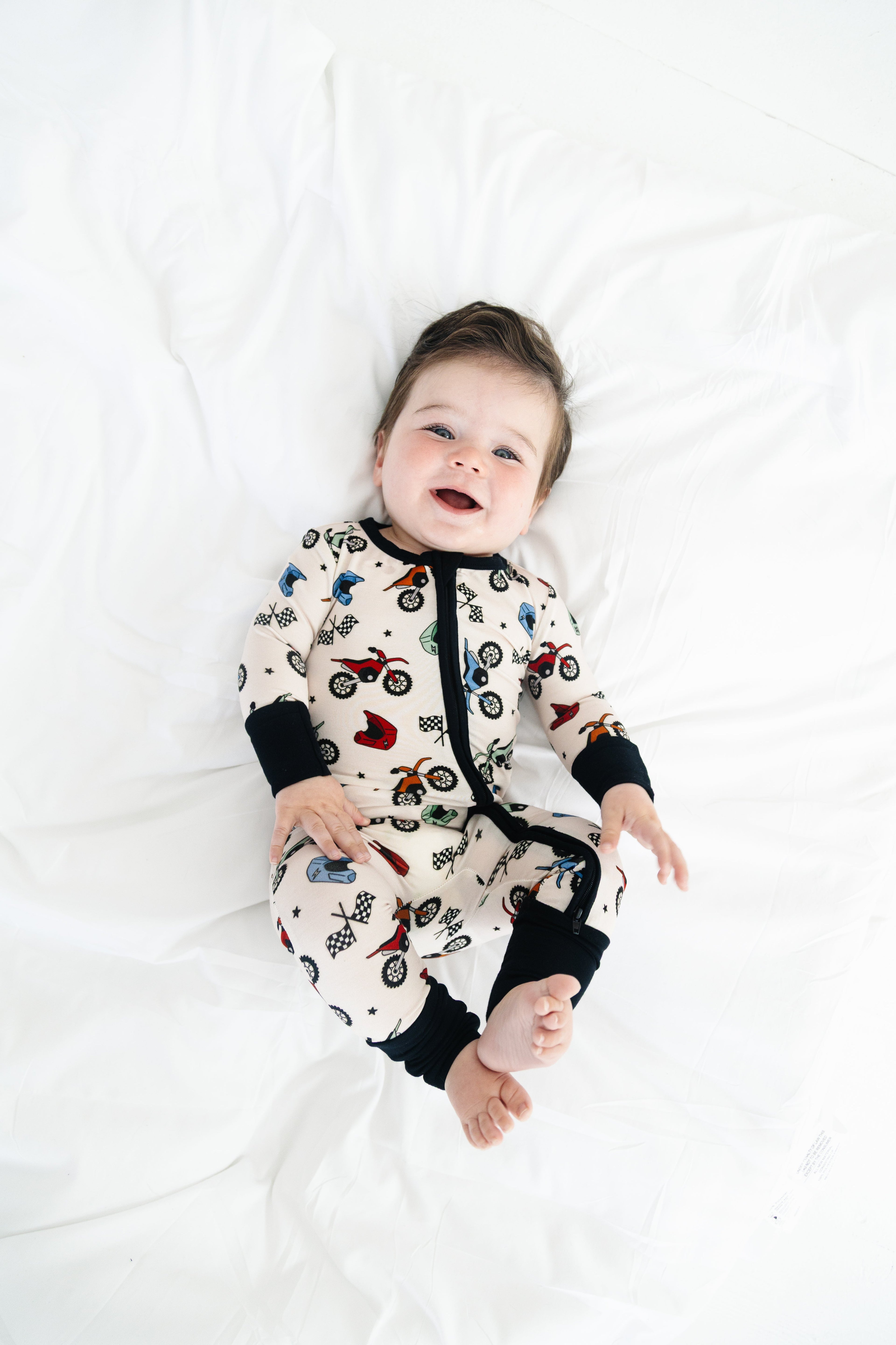 Dirt Bikes Romper Bamboo Pajama Set