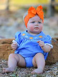 Halloween Thanksgiving Pumpkin Smocked Bubble Romper