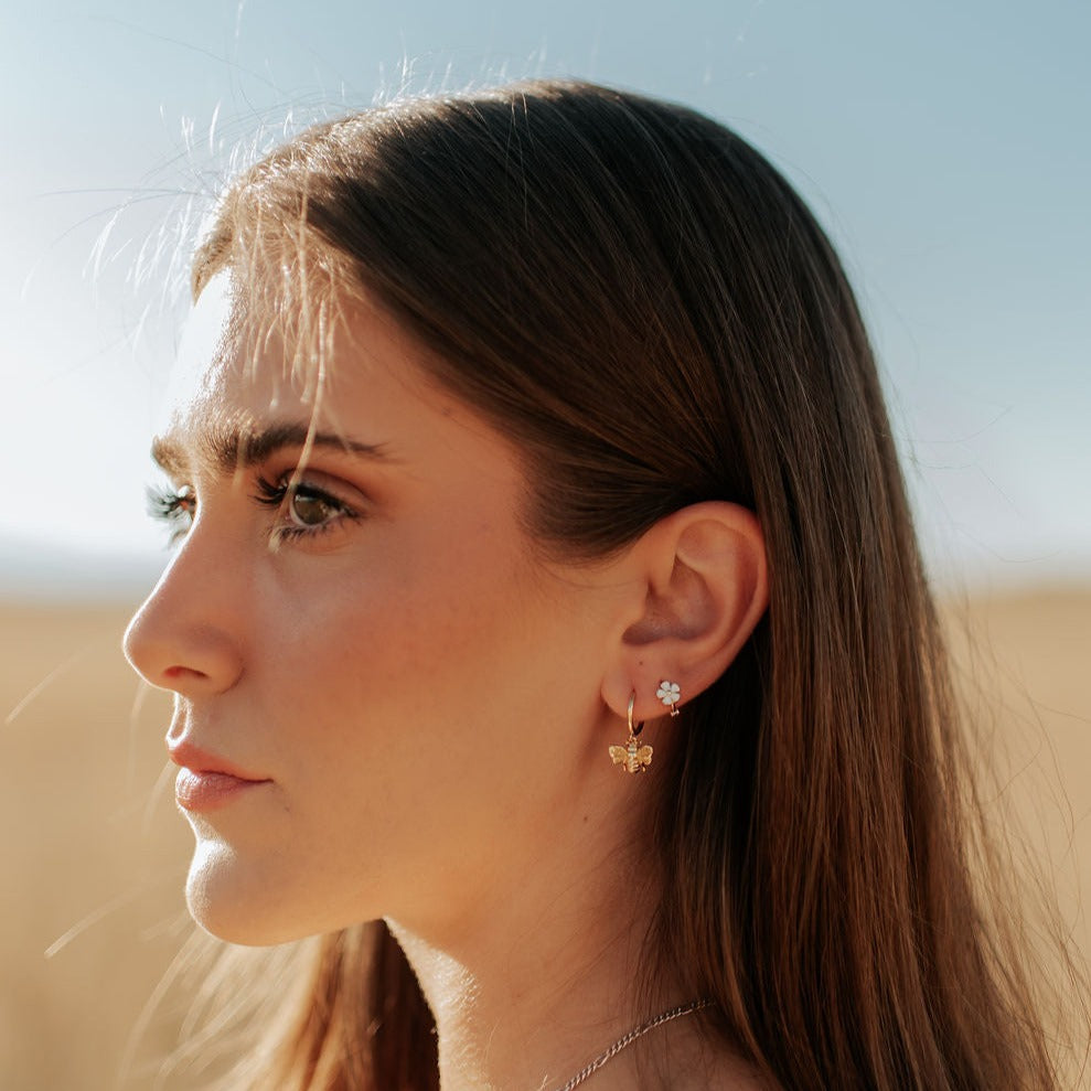 Flower Mini Hoop Earrings