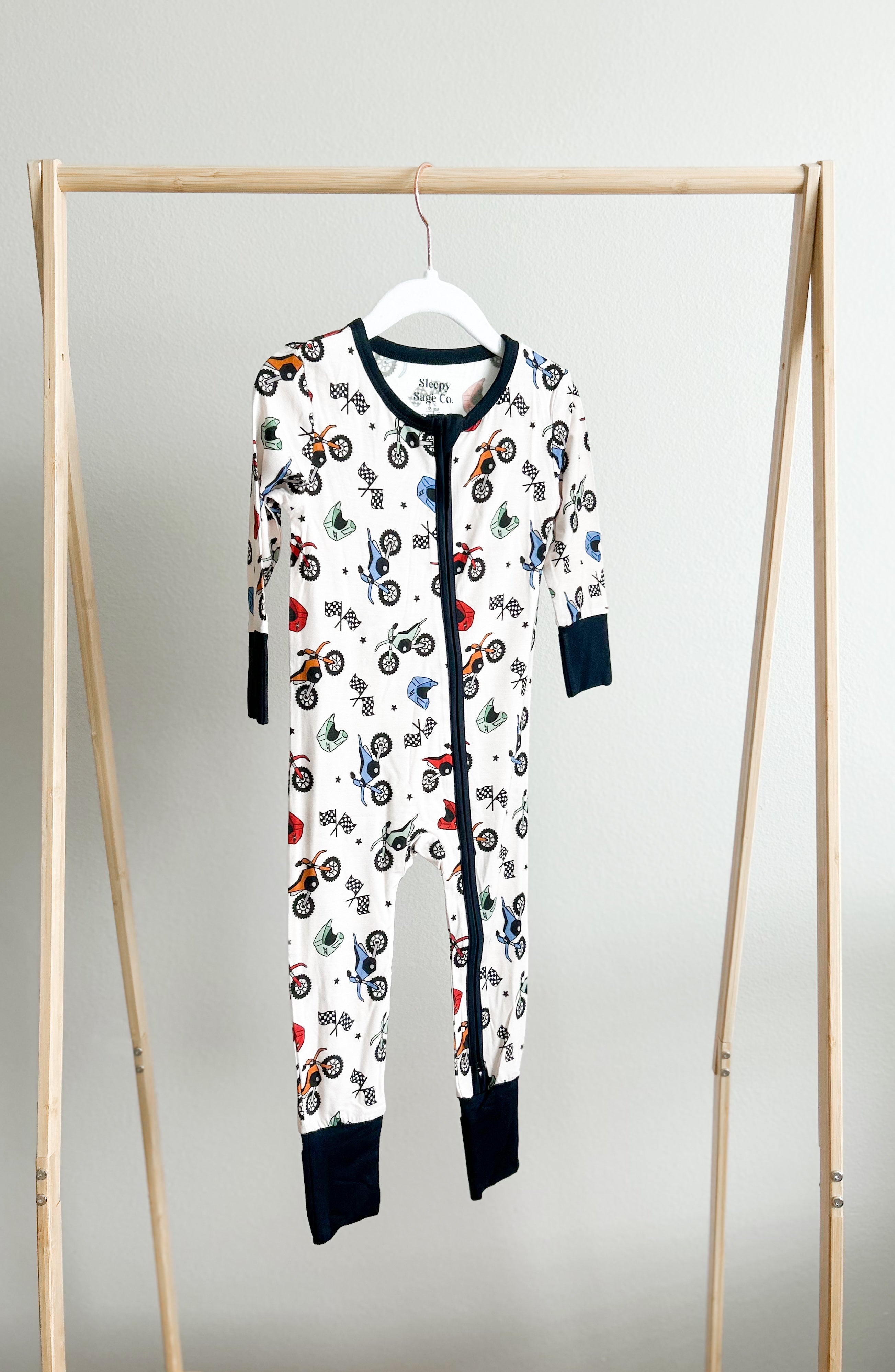 Dirt Bikes Romper Bamboo Pajama Set