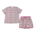 Pink Bow Heart Short Set