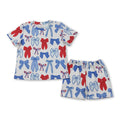 Red, White, and Blue Bow Short Set