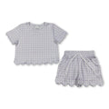 Lavender Plaid Scalloped Short Set