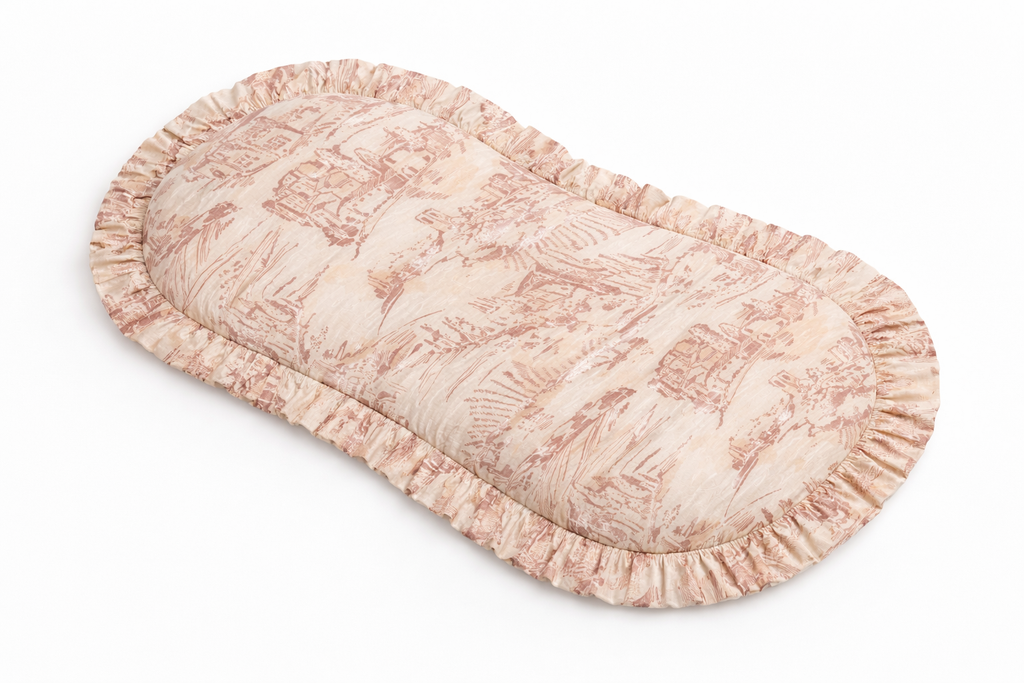 Brown Toile Ruffle Baby Lounger Cover