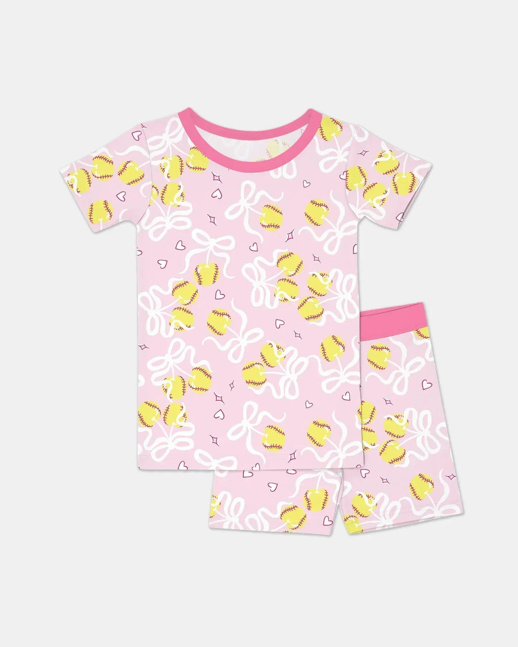 Softball Cherry Bamboo Two Piece Short Sleeve Shorts Pajama Set