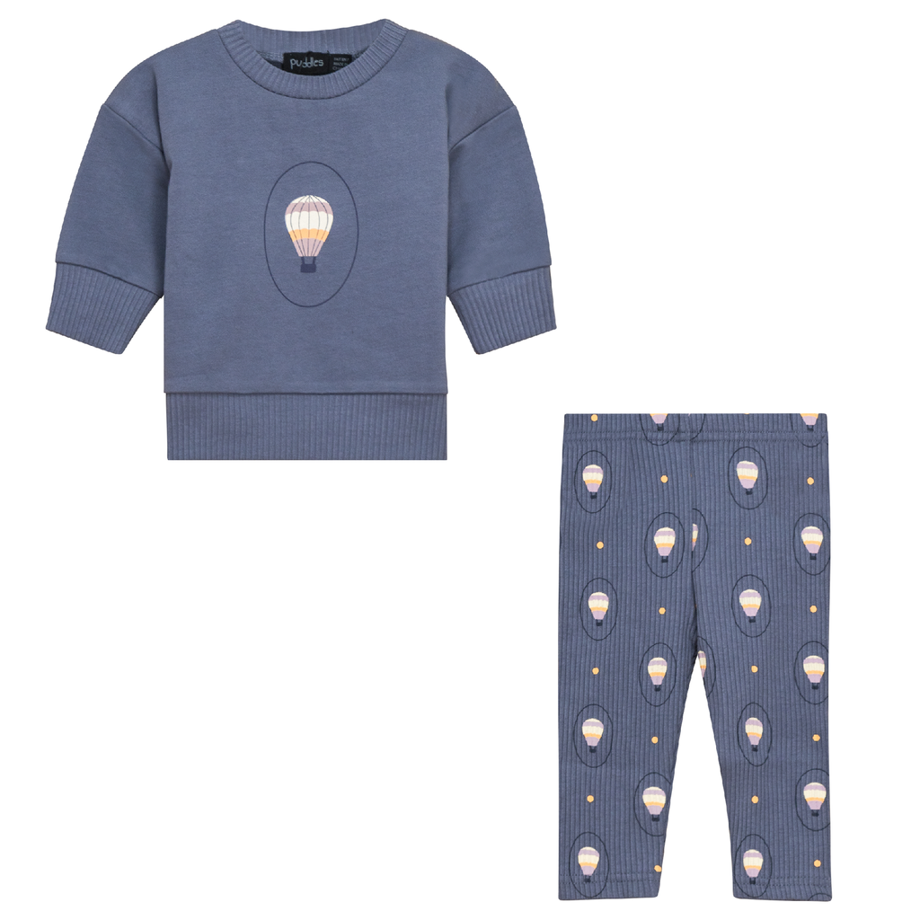 Flower and Hot Air Balloon Print 2Pc Set