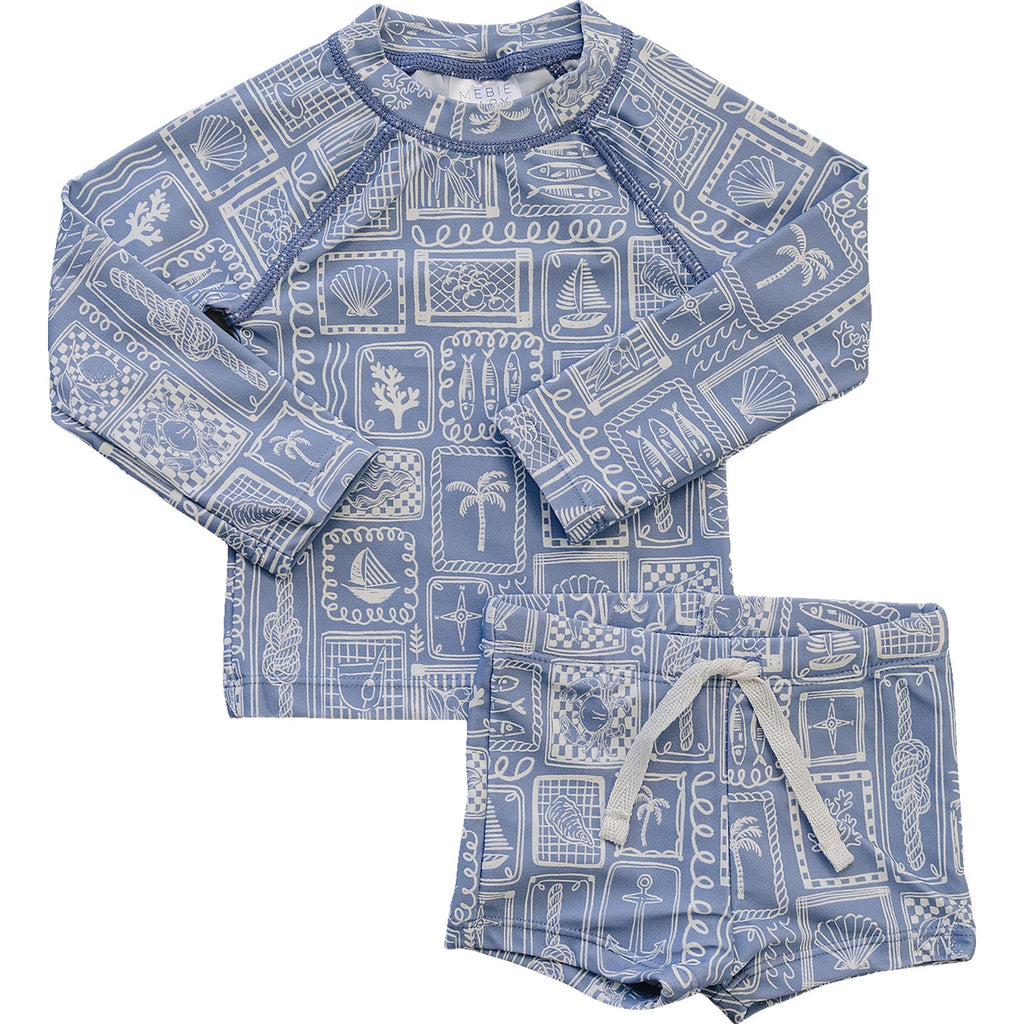 Blue Beach Long Sleeve Swim Set