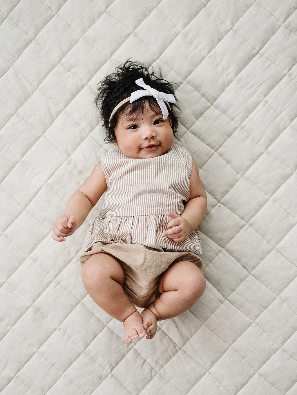Tan Stripes Peplum Set
